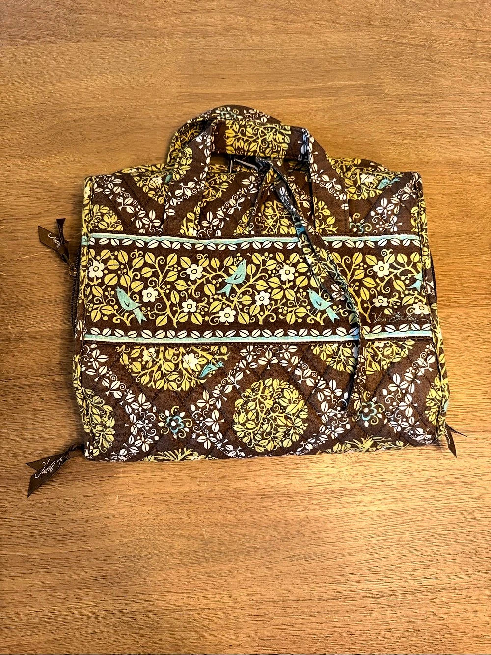 Vintage Vera Bradley Hanging Travel Organizer Bag Sittin’ in a Tree Blue floral